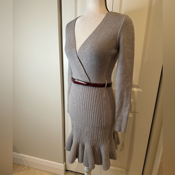 Luxxel Ruffle Hem Surplice Knit Dress - Picture 3 of 6